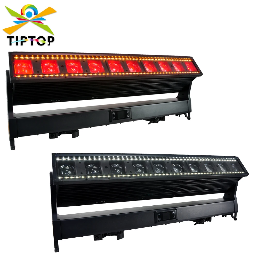 TIPTOP Waterproof 10x60W RGBW Color Led Zoom Moving Head Bar Light Wash Beam 2IN1 SMD Surround White RGB Pixel Control