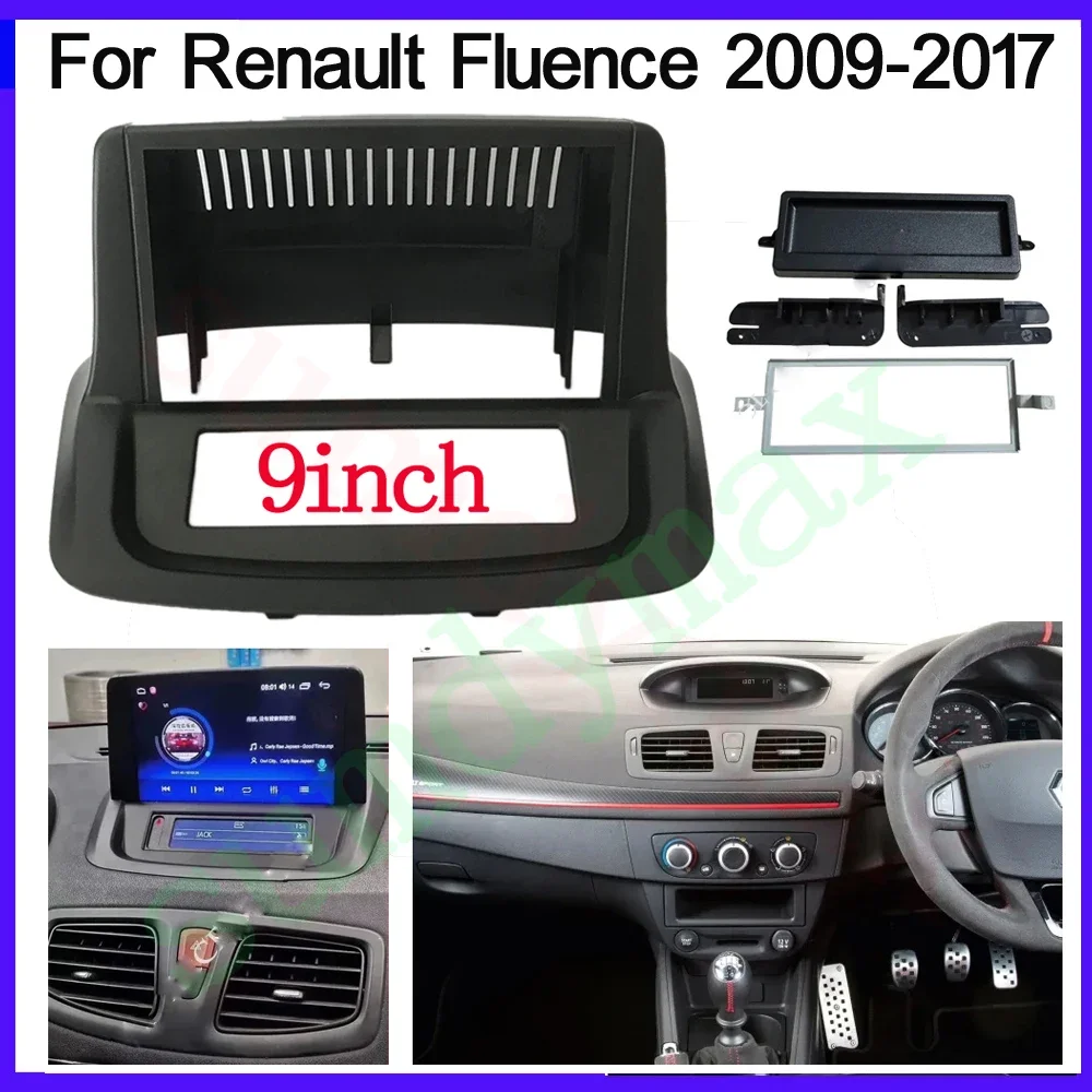 Kit de marco de Audio para coche Android de 9 pulgadas, Panel Fascia para Renault Fluence 2009-2017, marco de Radio de pantalla grande