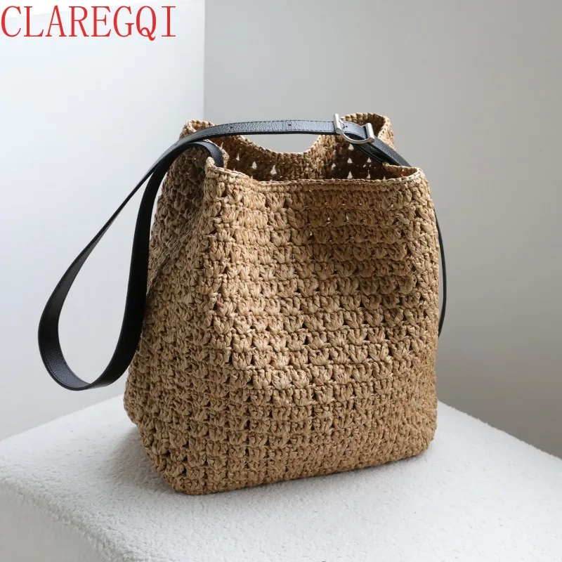 Grass knatted stitching cowhide purses for women  All match bolsos para mujeres Leather Fashion design birthday gifts for women