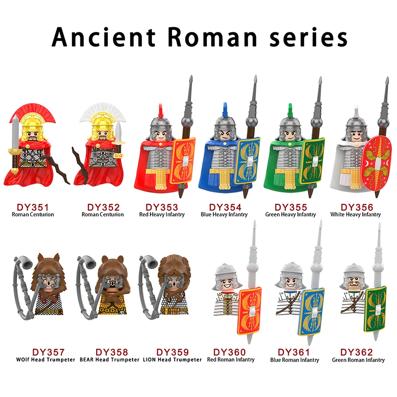 Medieval Time Knight Warrior Roman Soldier Infantry Helmet Figures MOC Building Blocks Accessories Toys For Children DY351 DY362