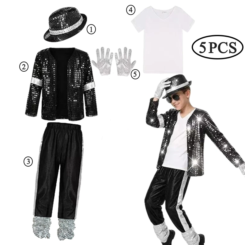 Michael Jackson-kostuum voor kinderen Jongens Superstar Singer Outfit Halloween Carnaval Stage Performance Dance Cosplay Party-kostuum