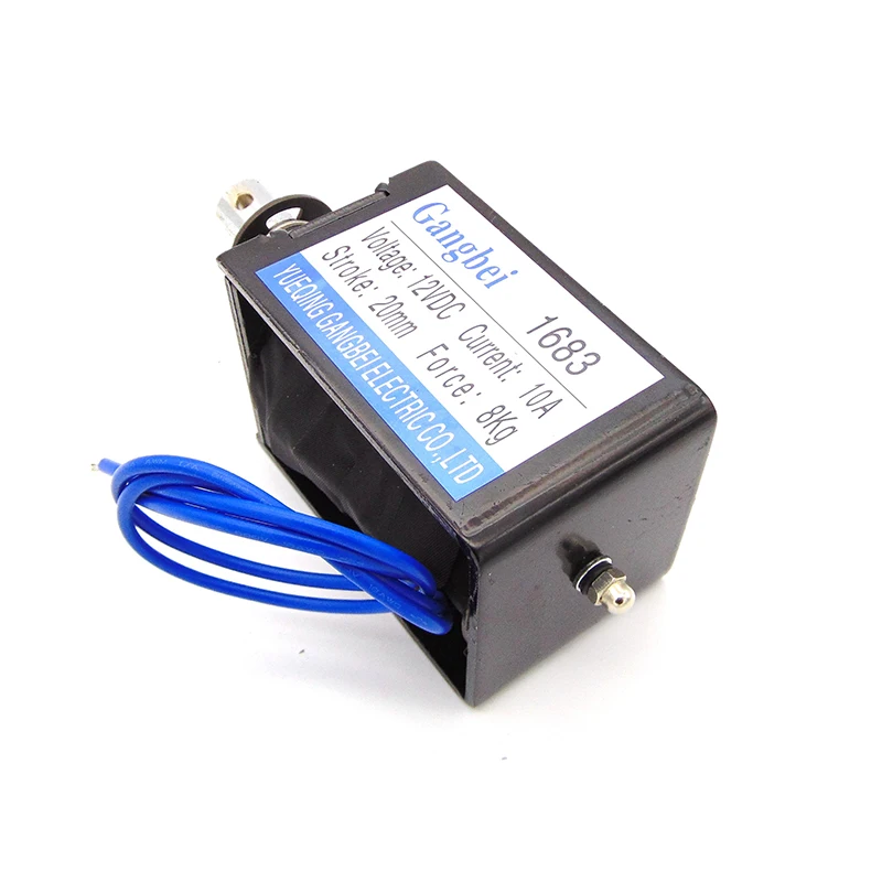 gangbei 1683 Wholesale DC12V 24V 10A Force 8Kg travel 20mm Pull Type Linear Solenoid Electromagnet