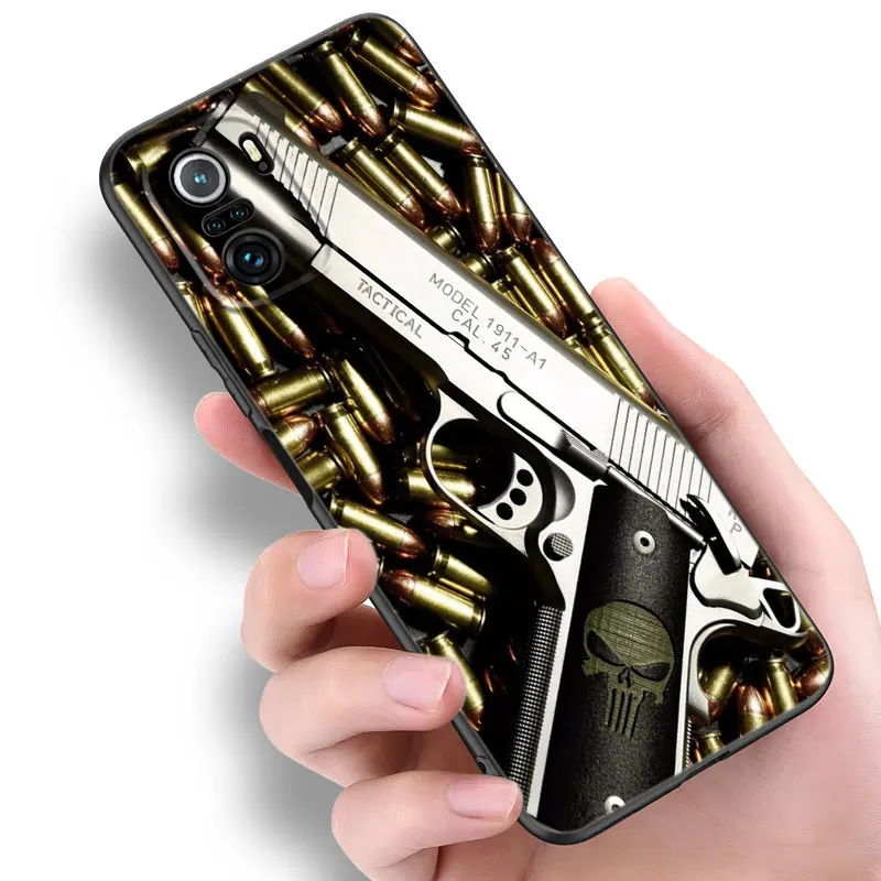 The Military Weapon Black Silicone Phone Case For Xiaomi POCO X3 X4 NFC F5 M3 M4 M6 X5 X6 Pro F3 F4 GT 5G C55 C65 M5