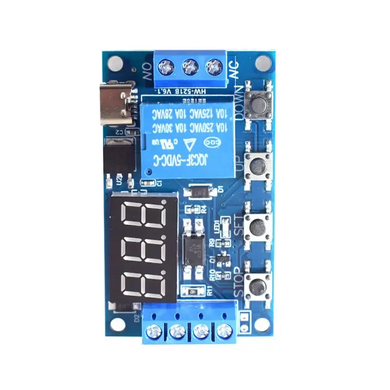 تيار مستمر 6-30 فولت الموقت التتابع تأخير التتابع وحدة للبرمجة دورة الموقت مع شاشة LED TYPE-C/المايكرو USB التبديلات 6 فولت 9 فولت 12 فولت 24 فولت