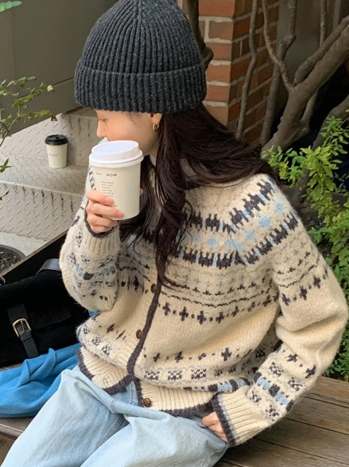 الكورية Sle جولة Ne زر واحد سترة مشغولة من الصوف المرأة الشتاء الدفء مكافحة الشيخوخة سترة غير رسمية معطف طويل Sve #3