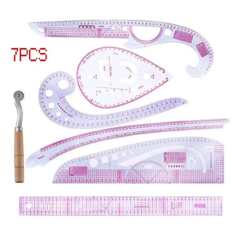 7 Piece Metric Clothes Curve Sewing Ruler Set Drawing Stencil Handmade Grading Curve Rule DIY Pattern Making Tools
