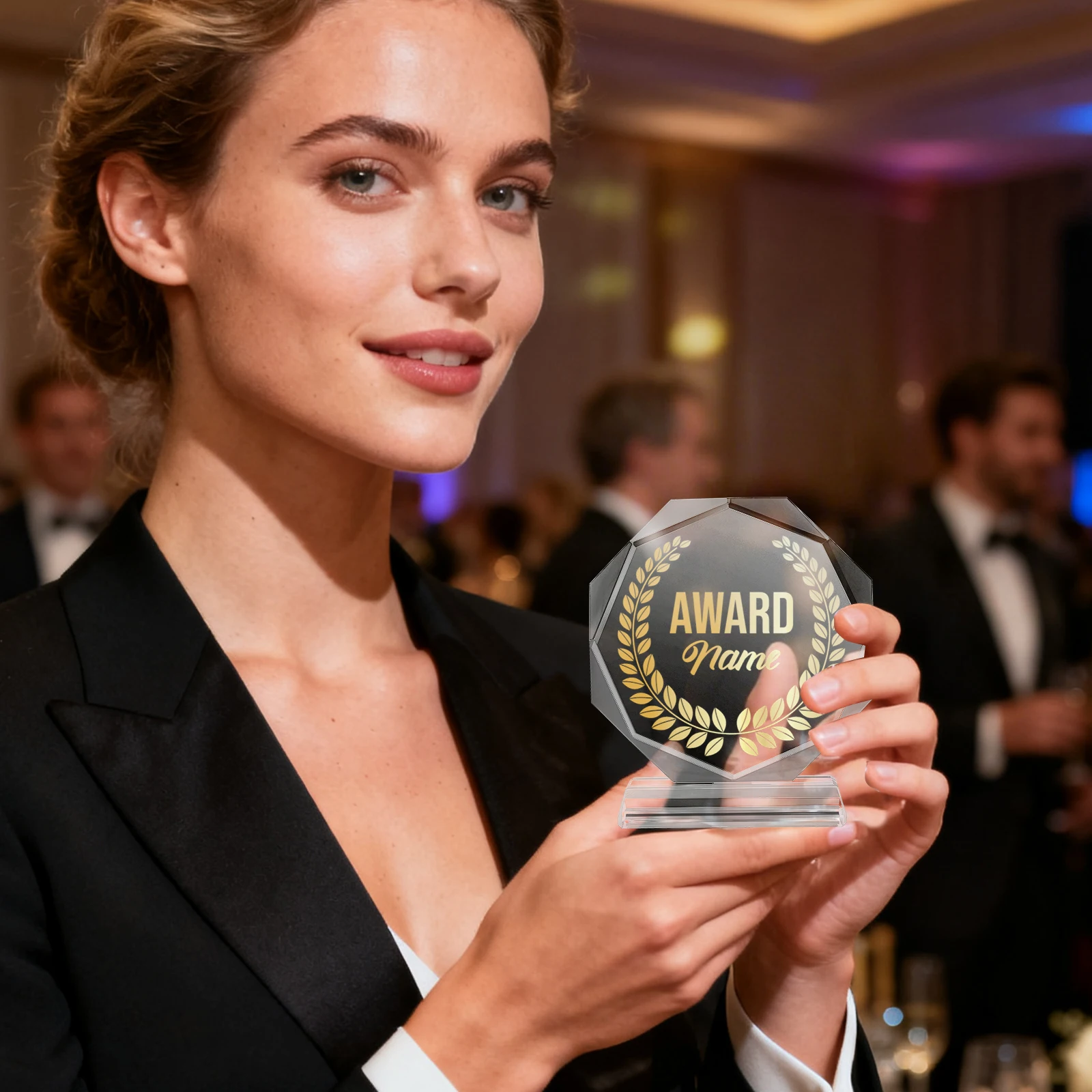 

Transparent Crystal Trophy Award Decor for Festivals Home Parties Campus Activities Desktop Decoration Simple Shaped Trophy