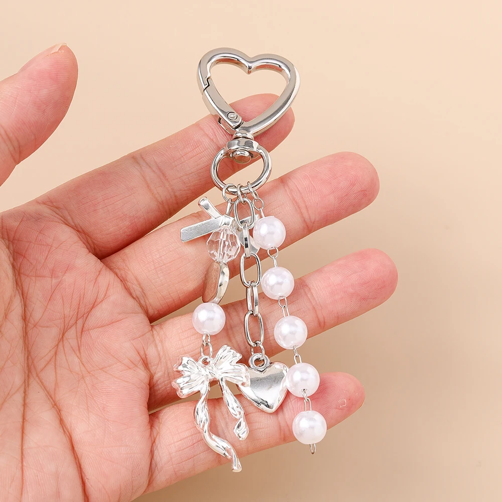 Aihua süße Y2K Metall Perle Liebe Herz Schleife Schlüsselanhänger für Frauen Mädchen Handtasche Anhänger DIY Schlüsselanhänger handgemachte Schmuck Geschenke – Detail 8