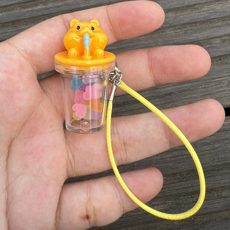 Cartoon Animals Mini Water Cup Model Pendant Cute Kettle Figures Dollhouse Accessories Plush Doll Dress Up Toy Neck Decoration