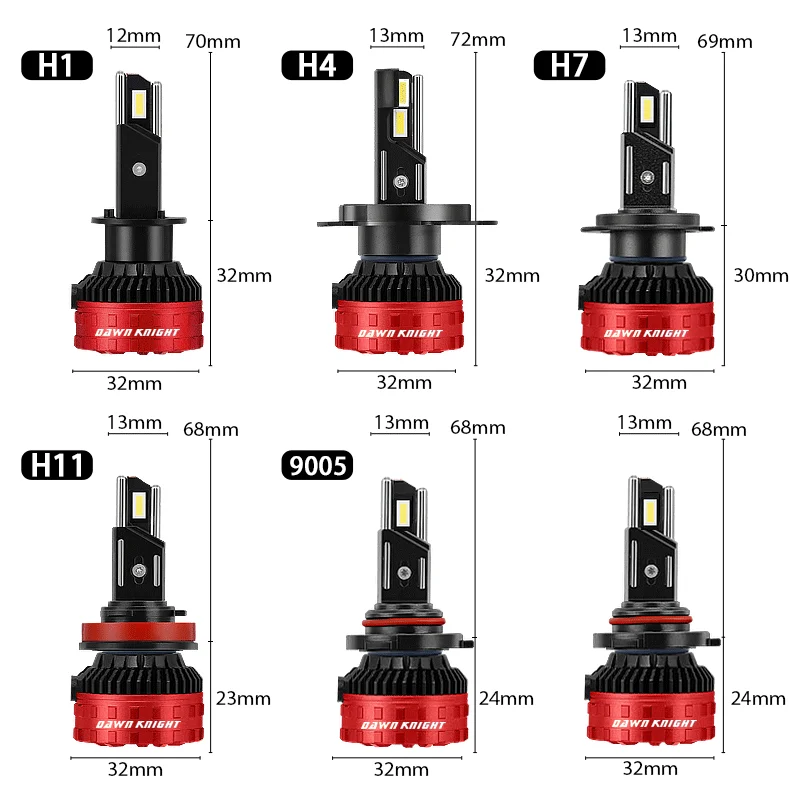 DAWN KNIGHT P7 Mini H7 H4 H11 H1 LEDヘッドライトバルブ 6000K 4300K LED HB3 9005 HB4 9006 LEDダブル銅管 12V 2個