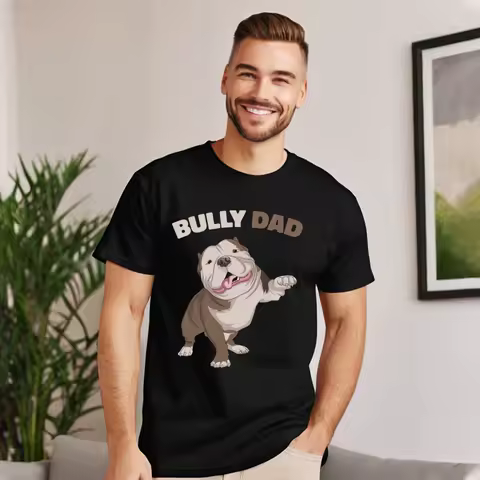 American Bully Dad Dog Owner Gift Tshirts Gift Idea Cotton Fabric Mother Day Tops &amp; Tees Tees Short Sleeve Discount Round Collar
