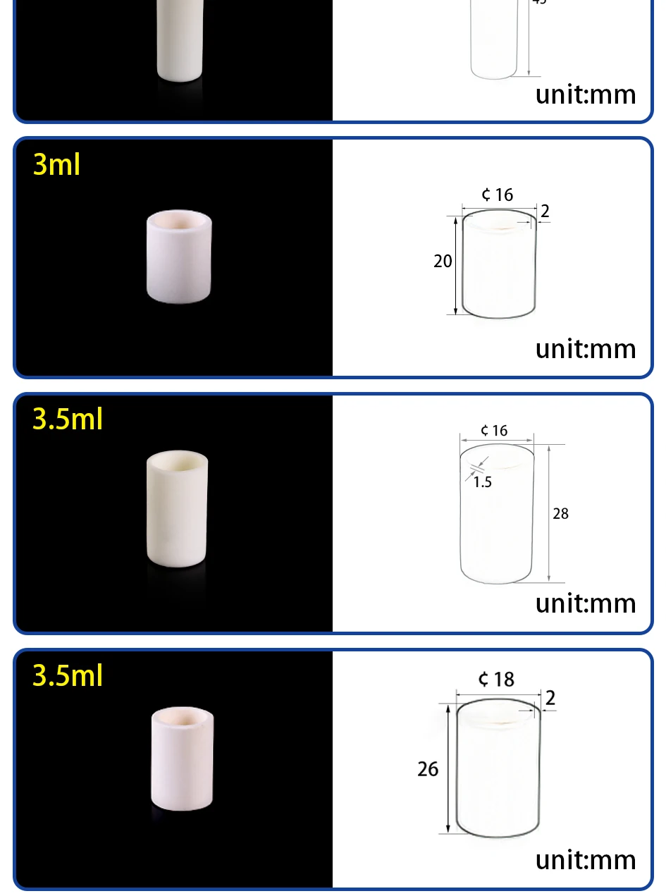 99% Aluminiumoxid Zylindrischer Tiegel Ohne Deckel, Korund Al2O3 Keramiktiegel, Durchmesser ≤30mm, Hochtemperatur-Laborsinter- und Schmelztiegel – Detail 4