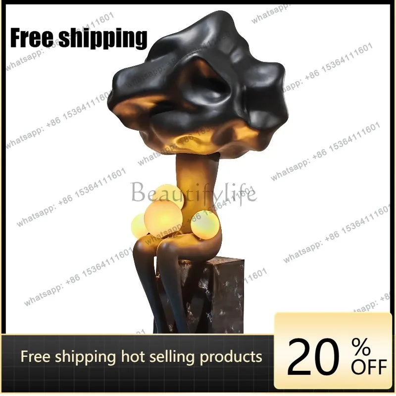YJ postmodern human sculpture can illuminate hotel welcome character creative ornament