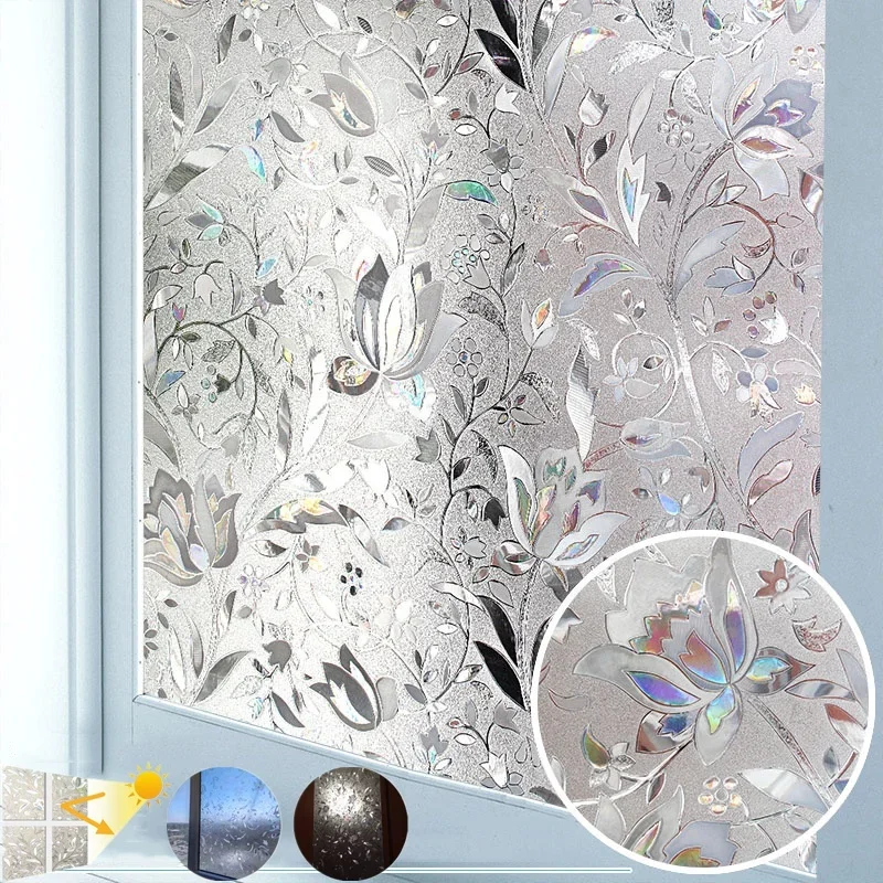 Tulip Frosted Privacy Window Film, Self Adhesive for UV Blocking,Heat Control Glass Stickers