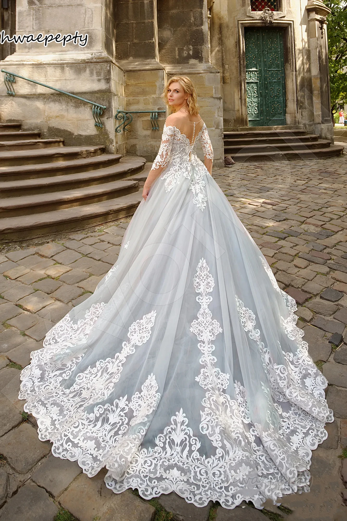 Robe de mariée en tulle avec appliques en dentelle pour femme, robe longue argentée, robe de patients, Demi-manches, robe de jardin, design moderne, ligne A