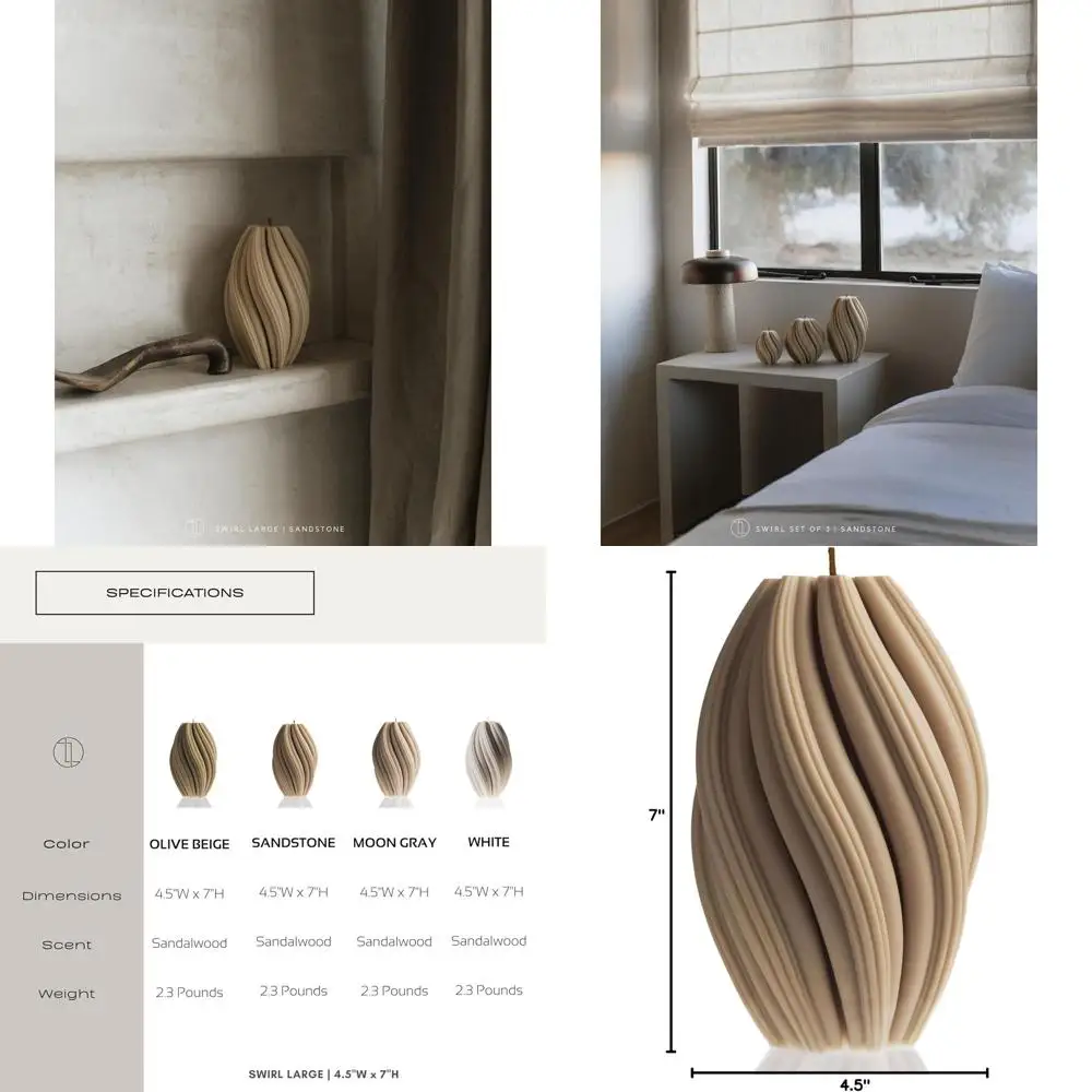 Elegante Vela de Cera de Soja en Espiral - Vela Perfumada Grande para Decoración del Hogar, Ideal como Regalo de Inauguración