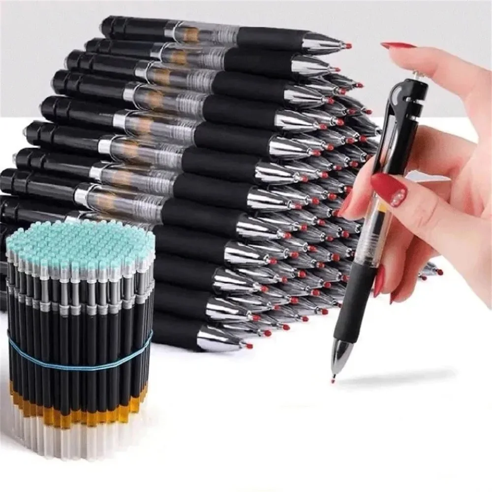 

23/33 Pcs Retractable Ballpoint Pens 0.5mm Fine Point Large Capacity Black/Red/Blue Ink Replaceable Refills for School Supplies