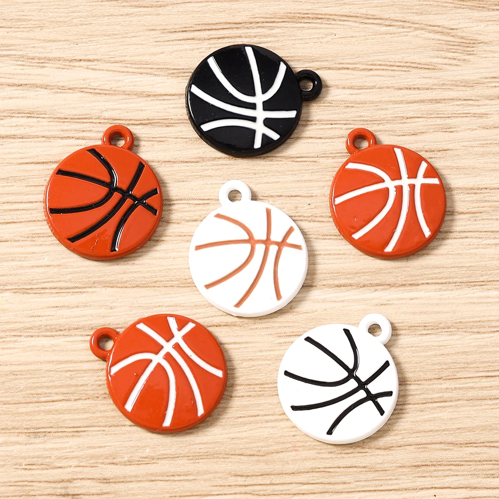 Tusember 20 Stück 15*18mm Niedliche Emaille-Sport-Basketball-Anhänger für die Herstellung von Halsketten, Ohrringen, Armbändern, DIY-Bastelarbeiten und Schmuck – Detail 8