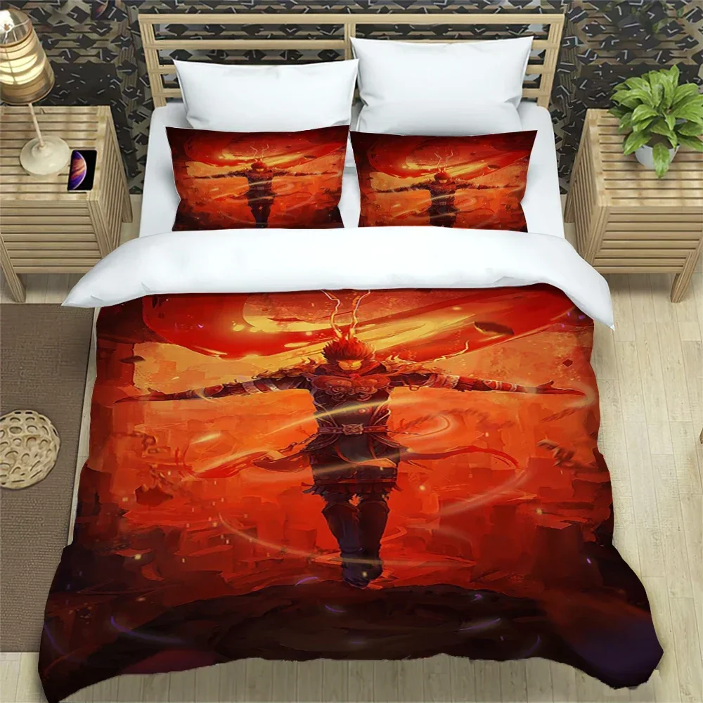 Sun WuKong القرد الملك طباعة ثلاث قطع طقم سرير المادة الموضة الأطفال أو الكبار للأسرة أغطية لحاف سادات هدية #6