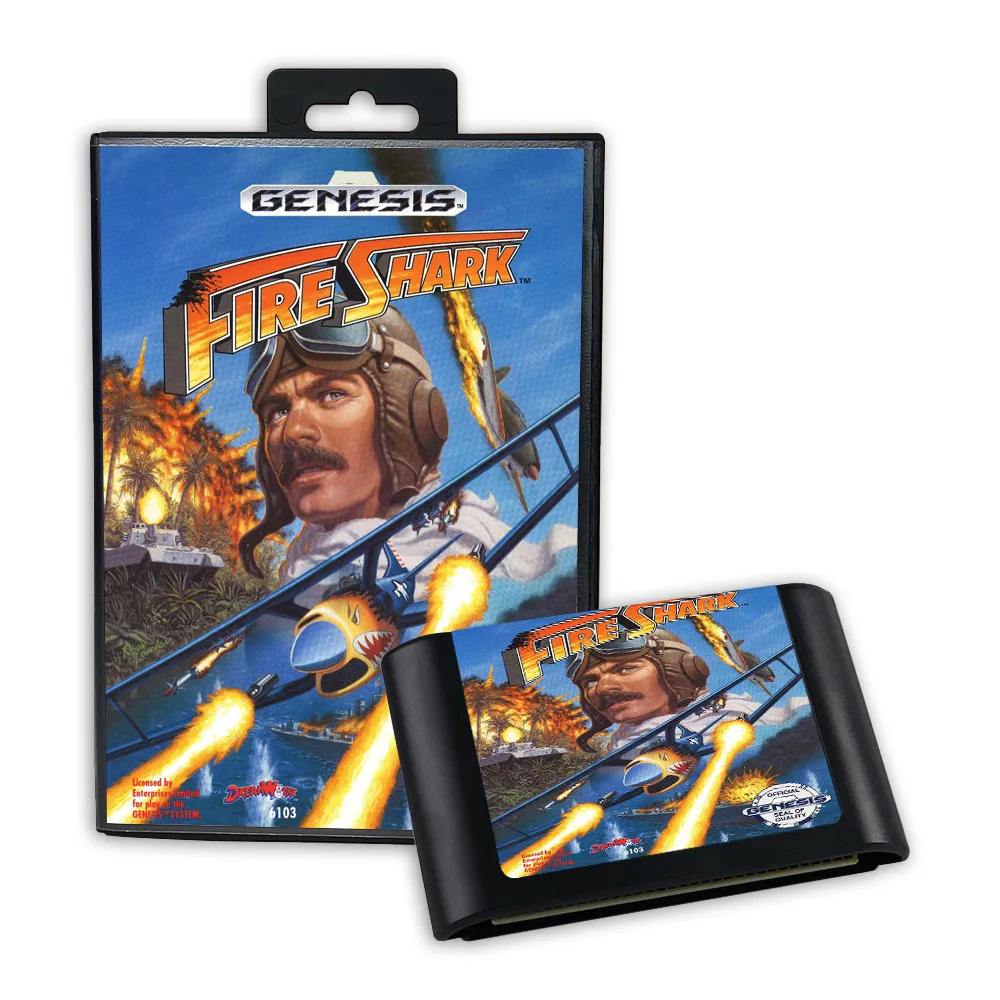 Cartuccia di gioco retrò Fire Shark a 16 bit per console per videogiochi Sega Genesis Megadrive