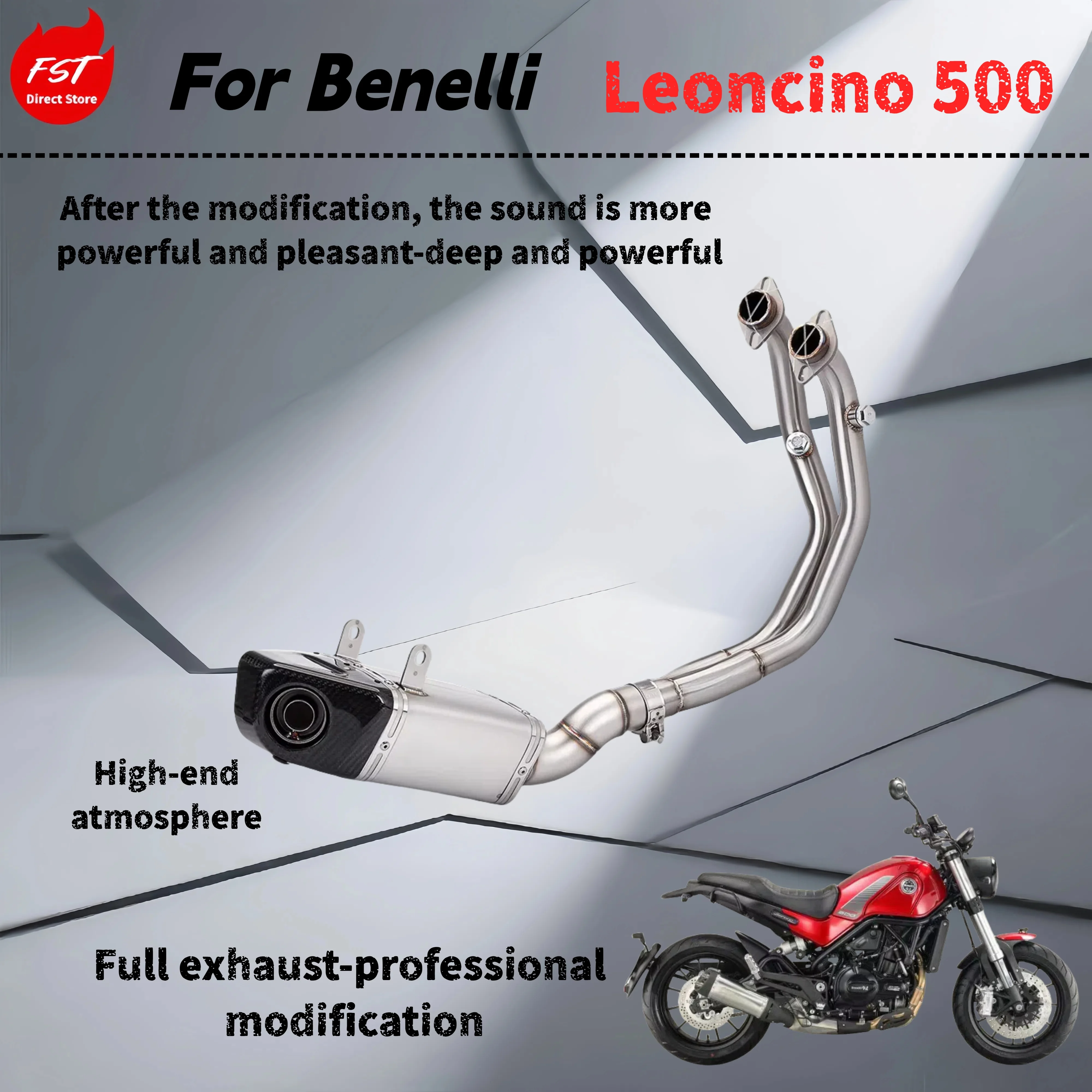 

For Benelli Leoncino 500-Modified full exhaust pipe-the sound is deep, rich and powerful