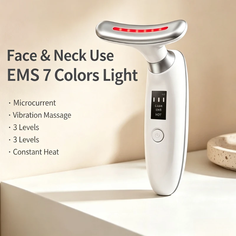 3 Speed Microcurrent Neck Massager Sonic Vibration LED Light Facial Beauty Device Deep Clean Multifunctional Neck Beauty Device