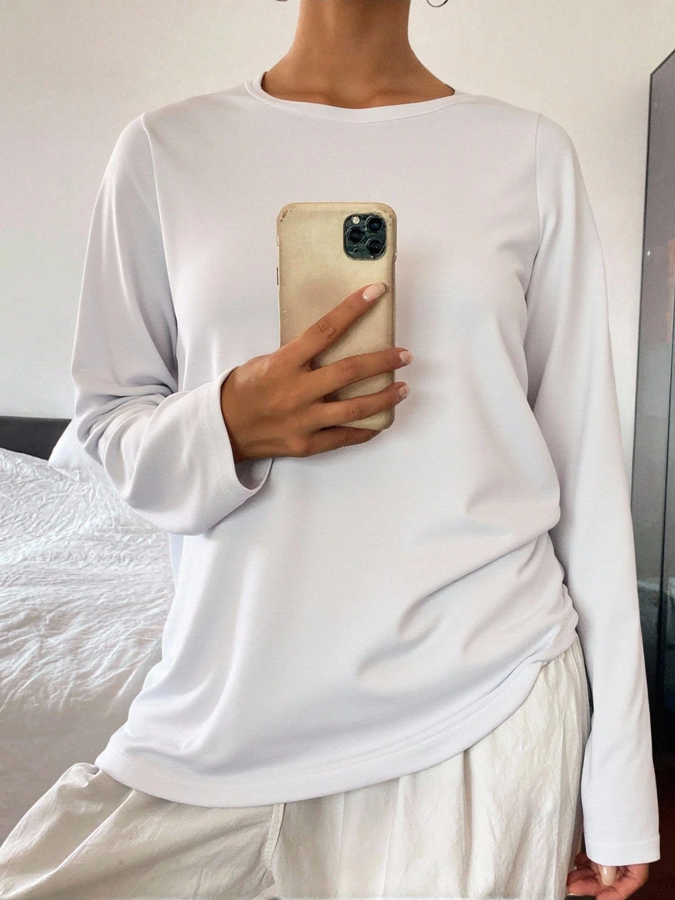 Women's Casual Home Wear for Daily Use and Street Scenes, Round-Neck, Loose-Sleeved, Long Sleeves, for Couple Outfits