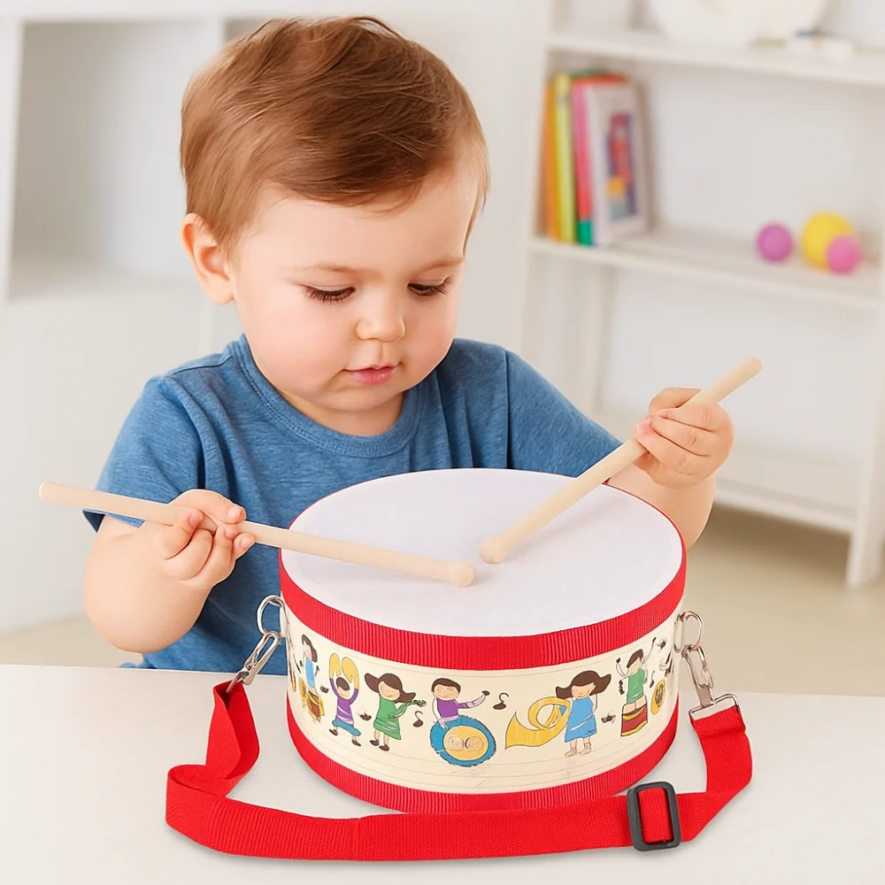 Instrumento de doble cara, tambor de mano, juguetes, instrumento de percusión, instrumentos musicales de aprendizaje, juguetes portátiles de 6 pulgadas y 8 pulgadas