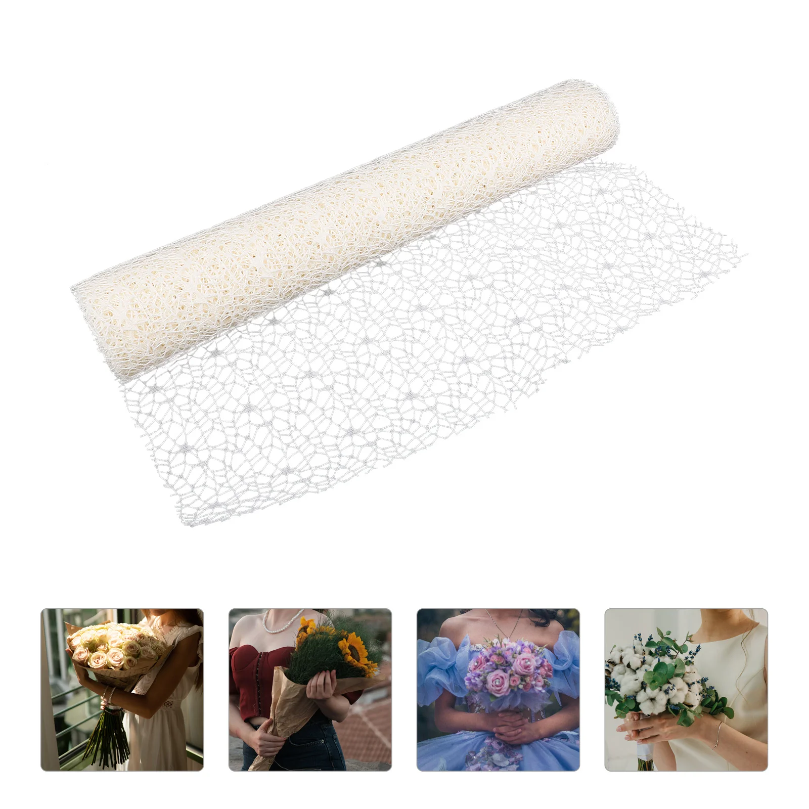 

Flower Wrapping Paper Bouquet Floral Korean Jacquard Net White Supplies for Bouquets Mesh Ribbon