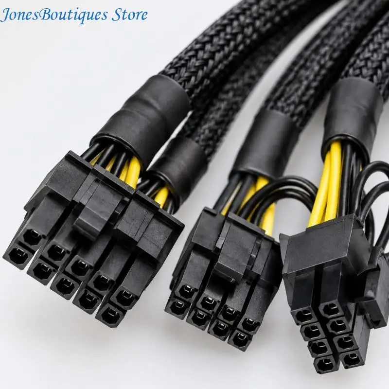 5820 Video Card Power Cable with 10-Pin End and Two 8-Pin (6+2) Ends, Black Braided Outer Covering, and Crimped W8KE