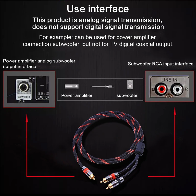 DIYLIVE HIFI Reines Kupfer Lotus-Kopf 1-zu-2 Anti-Interferenz-Audiokabel RCA zu 2RCA Signalkabel Einzel-Lotus auf Doppel-Lotus – Detail 5