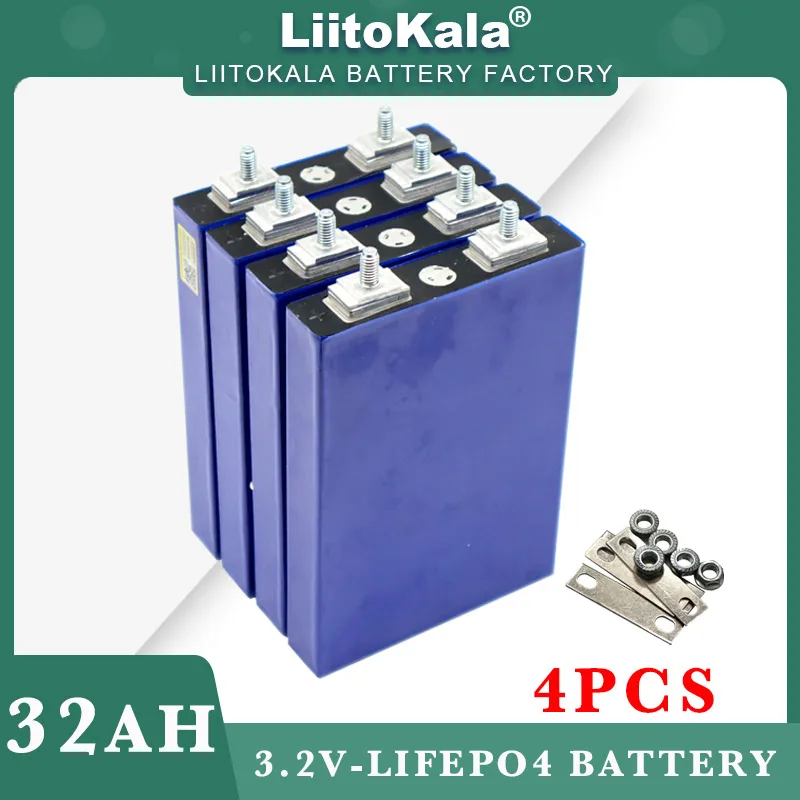 4pcs LiitoKala 3.2V 32AH 5C Battery pack LiFePo4 Lithium for diy 12V 24V Scooter Wheel Chair AGV Car Golf Carts Batteries