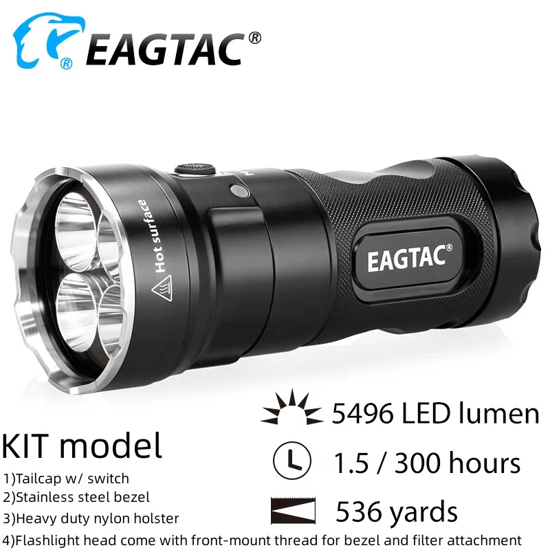 EAGTAC MX25L4C XML2 XPL HI SFT40 Four LED Torch Turbo Head Flashlight 4800 Lumens Programmable Flashlight