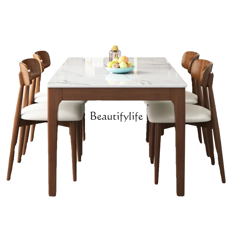 

FG44Nordic solid wood rock slab dining table household small apartment solid wood rectangular simple dining table