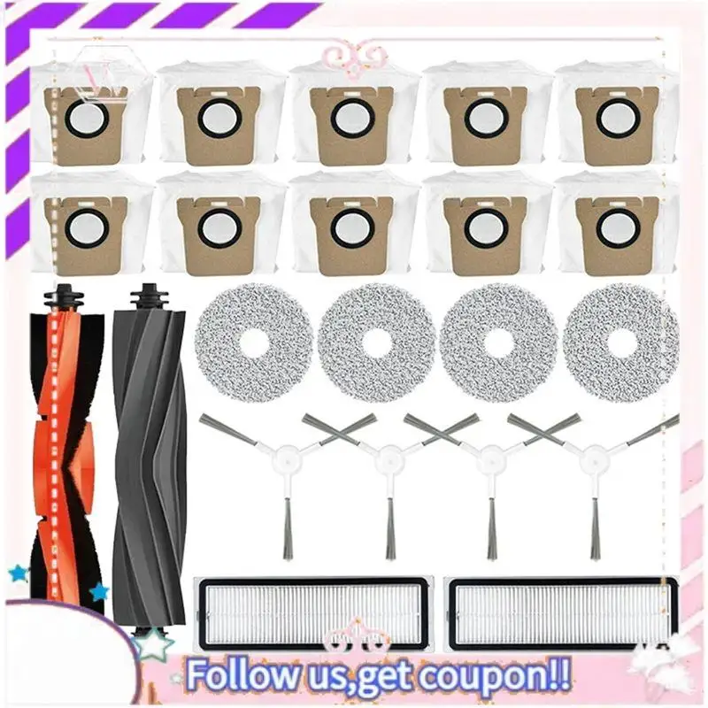 

Запасные части и аксессуары A50F для Xiaomi Mijia Omni 2 C102CN, B101CN, B116CN, X10+: основная и боковая щетки, HEPA-фильтр, насадка для влажной уборки, мешки для сбора пыли