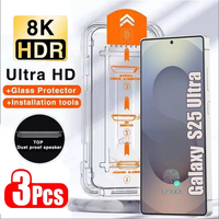 3Pcs Oleophobic Coating Dust Free Easy Installation Screen Protector for Samsung Galaxy S25 S24 S21 S22 S23 Ultra Plus Glass