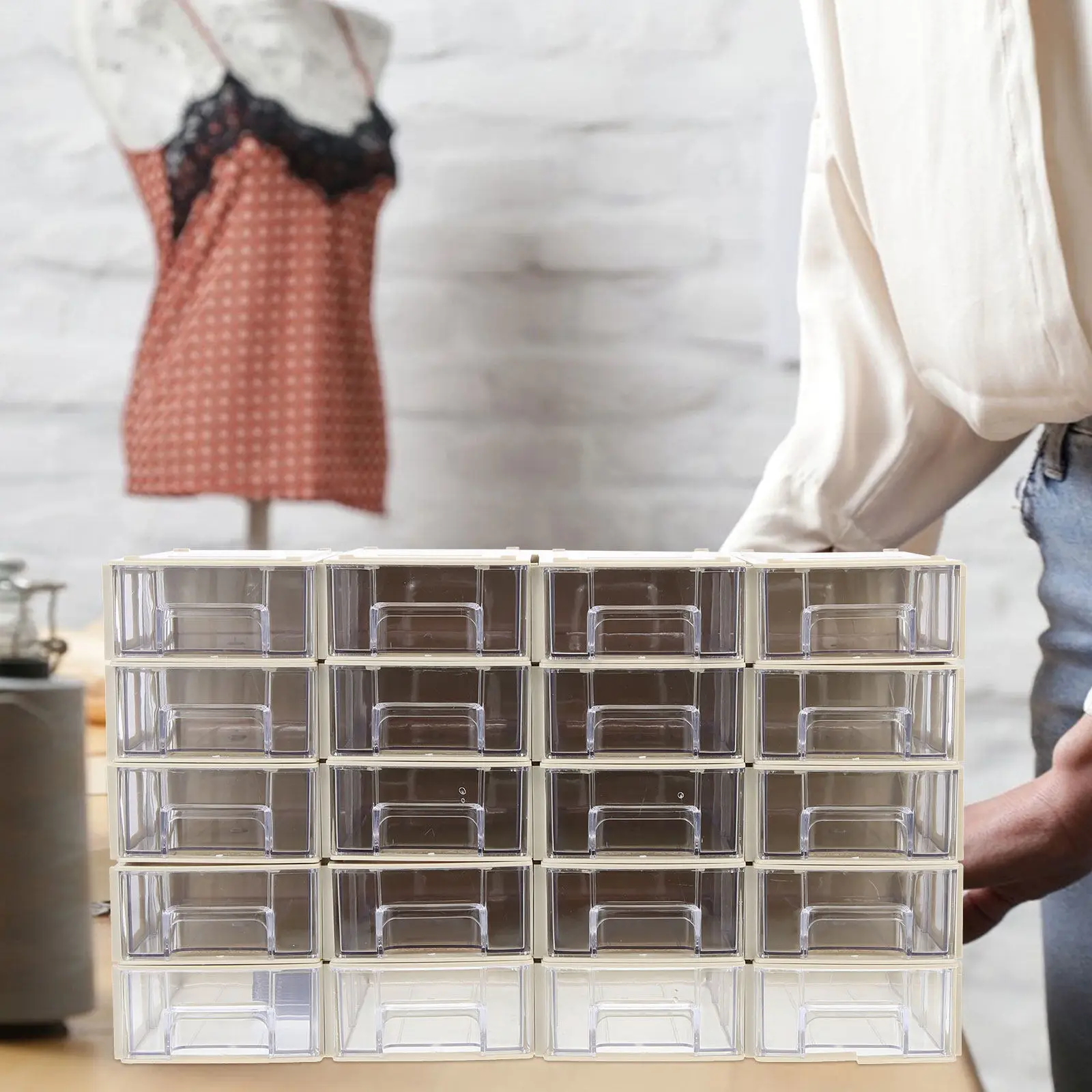 20セット-プラスチック製引き出し式収納ボックス-ツールオーガナイザー-スタッカブル収納容器-多機能ツールボックス