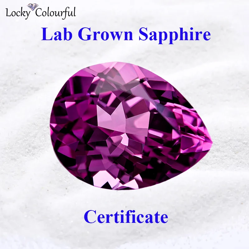

Lab Grown Sapphire Hot Pink Color Pear Shape Top Quality Charm Beads for Diy Jewelry Making Necklace Selectable AGL Certificate