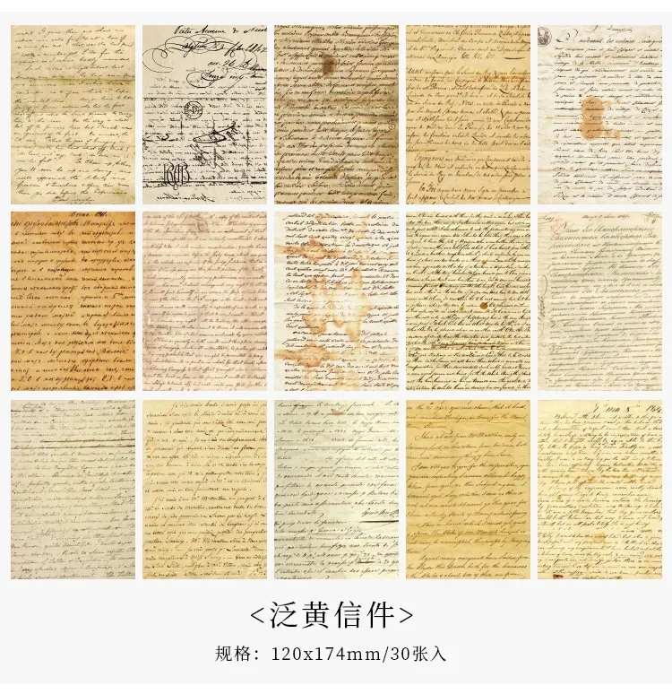 30 Blatt klassische Retro-Buchstaben, Karten, Rosen, literarisches Scrapbooking, Junk-Journal, dekorative Decoupage-Papiercollage – Detail 5