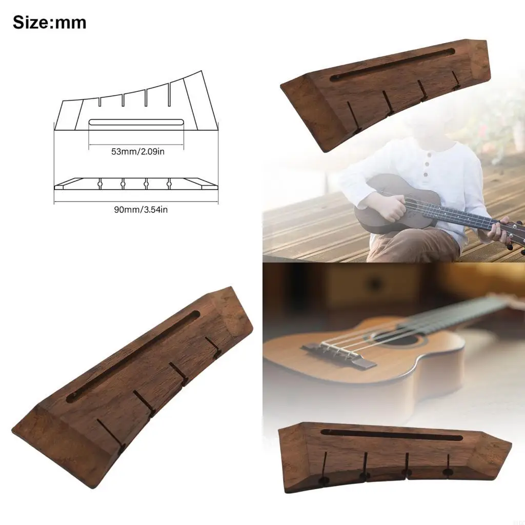 Premium Curved Ukulele Bridge Smooth Vintage Guitar Bridge Replacement for 4 String Instruments