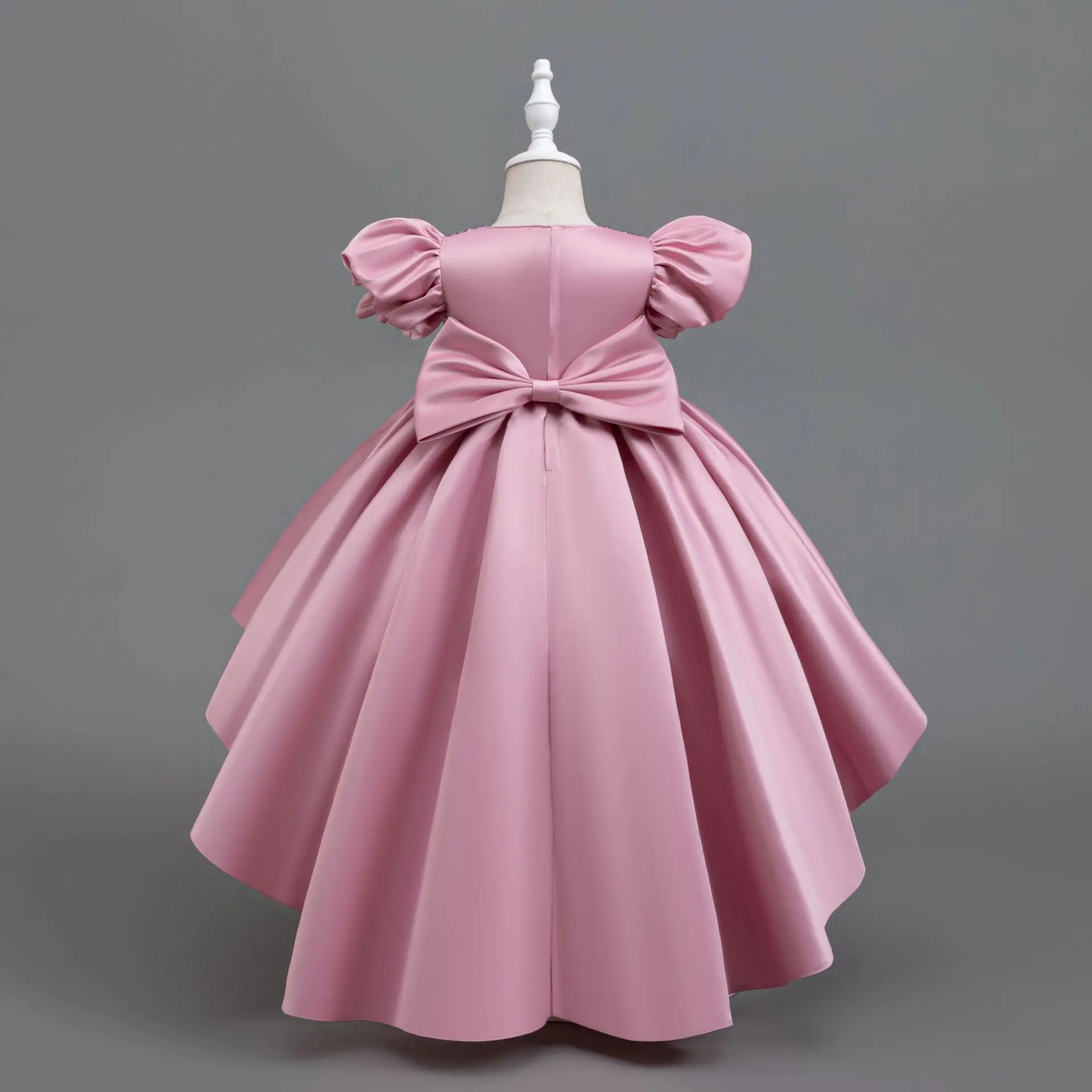 Girl Birthday Party Dresses Sequined wedding bridesmaidFloral girl's dressCeremonial trailing Princess dress 3-8y children puff