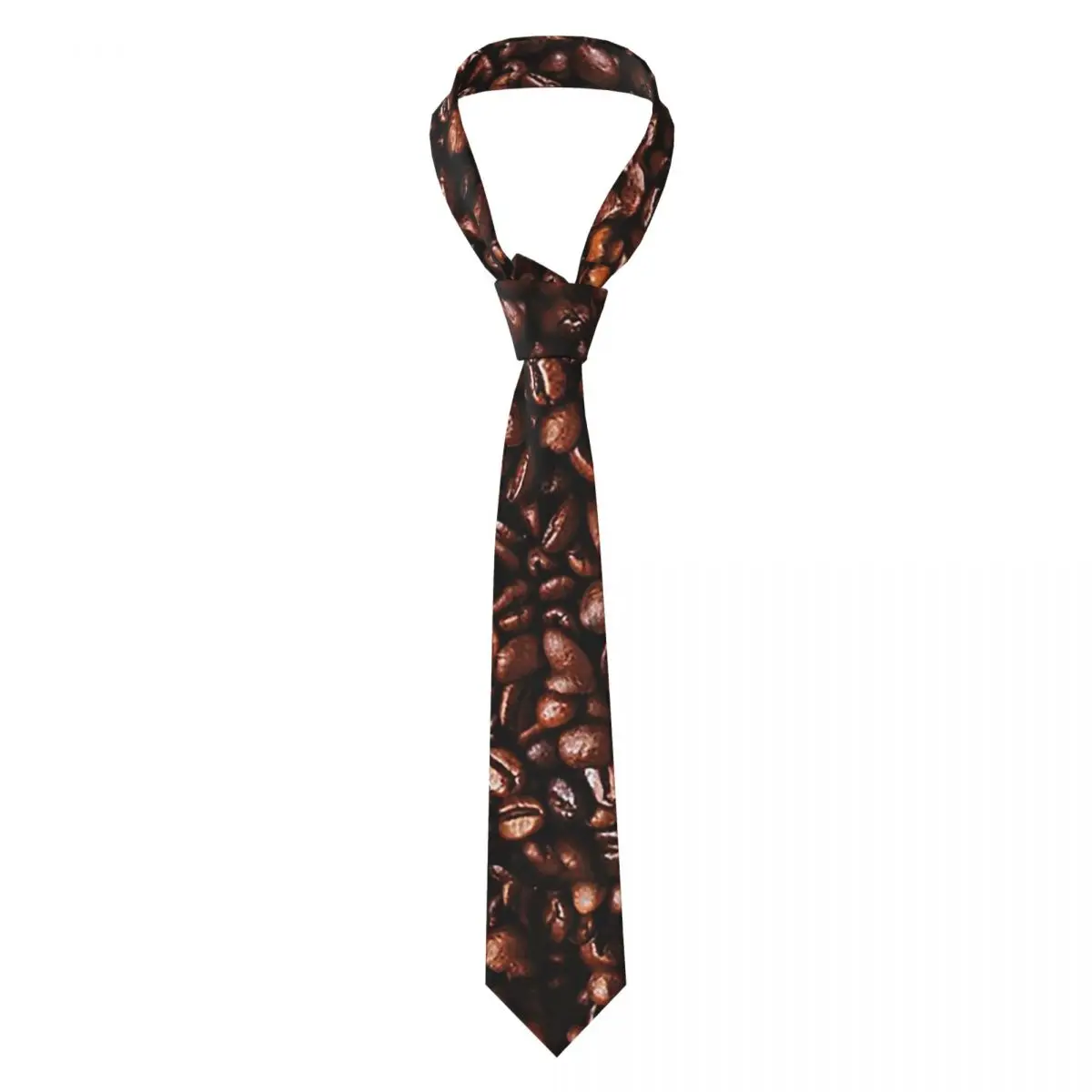 Coffee Beans In Things Pattern Necktie for Men Silk Polyester Slim Neck Ties Party Accessories Tie Casual Gravatas