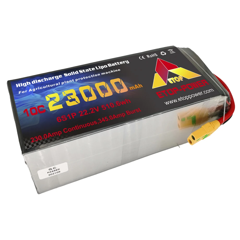 ETOP Solid state Lipo Battery  23000mAh 10C 15C 6S 22.2V For Agricultural aircraft UAV Drone 