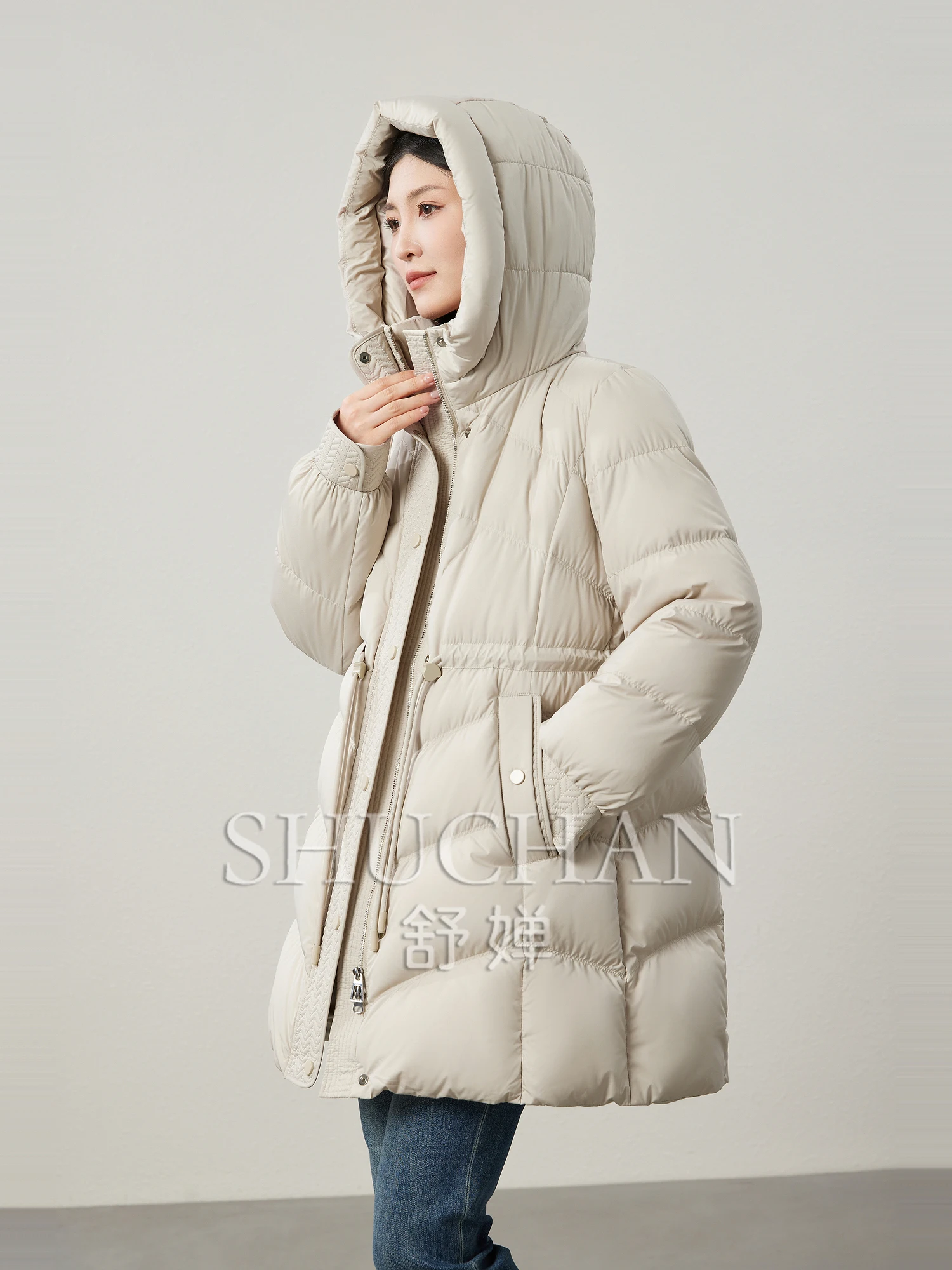 

2024 Warm 90 Goose Down Zipper Medium and Long Down Jacket Women Winter Casaco Feminino De Inverno Super Quente