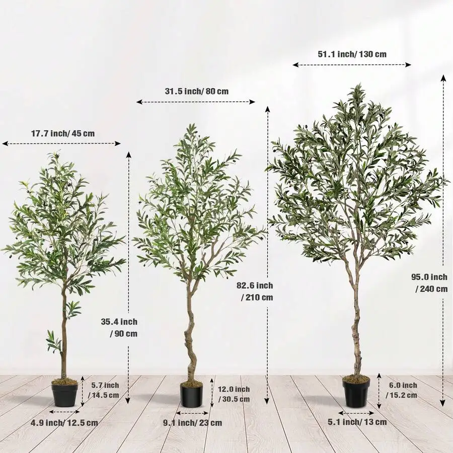8FT Artificial Olive Tree, 96 Inch Extra Tall Olive Tree With 1717 Leaves & 72 Olives, New Arrival Realistic Fake Olive Tree In