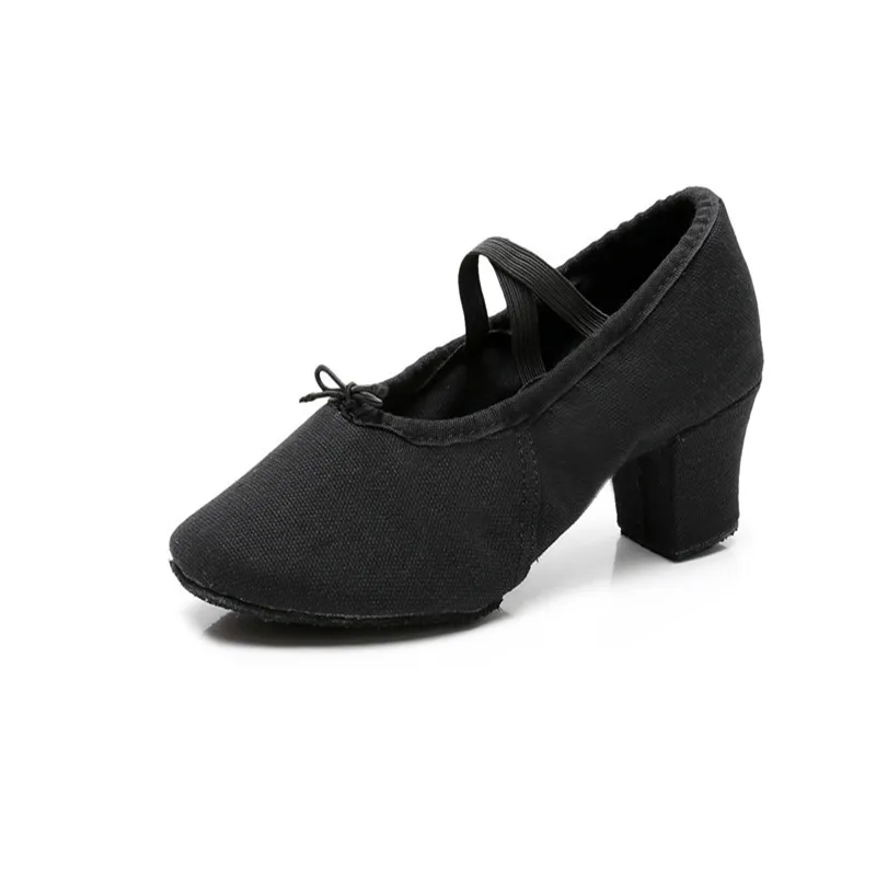 Zapatos de lona con tacón de 5cm para niña y mujer, calzado de Ballet, danza del vientre, Yoga, Fitness, para profesores, talla 34-41