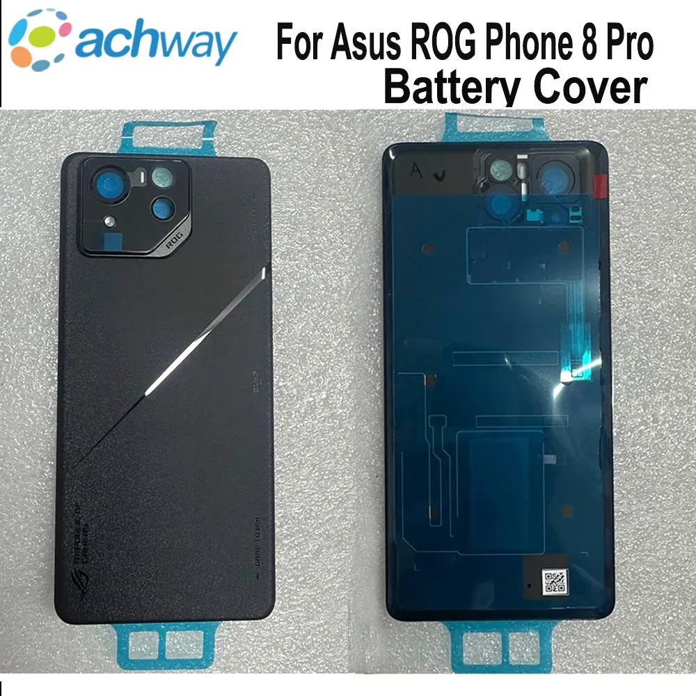 New Glass For Asus ROG Phone 8 Pro Battery Cover Door Rear Housing Case Replacement AI2401 AI2401_A Back Cover With Adhesive