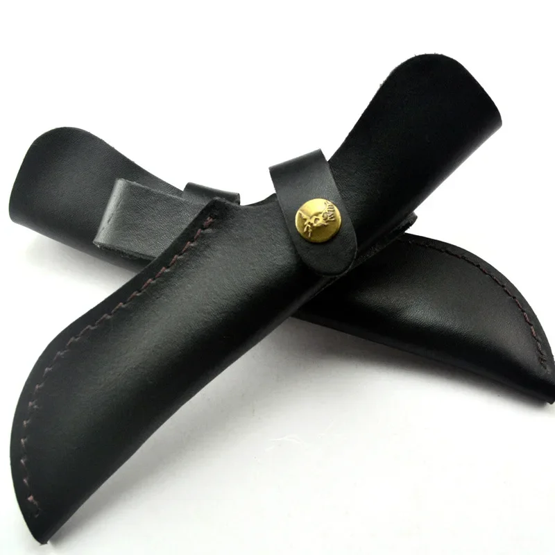 Swayboo, 1 Uds., cuchillo negro fijo Universal, Funda de cuero, Material de piel de vaca, cuchillo de caza, accesorios de herramientas de transporte con hebilla