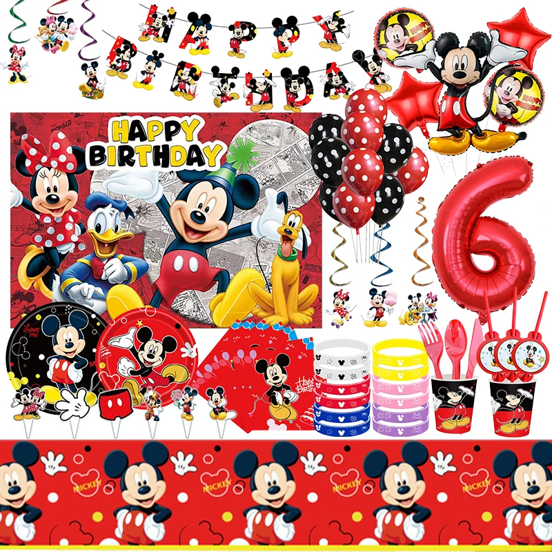 Topolino compleanno decorazione stoviglie tazza piatto palloncino Mickey festa di compleanno sfondo nuovo stile evento festa forniture per bambini