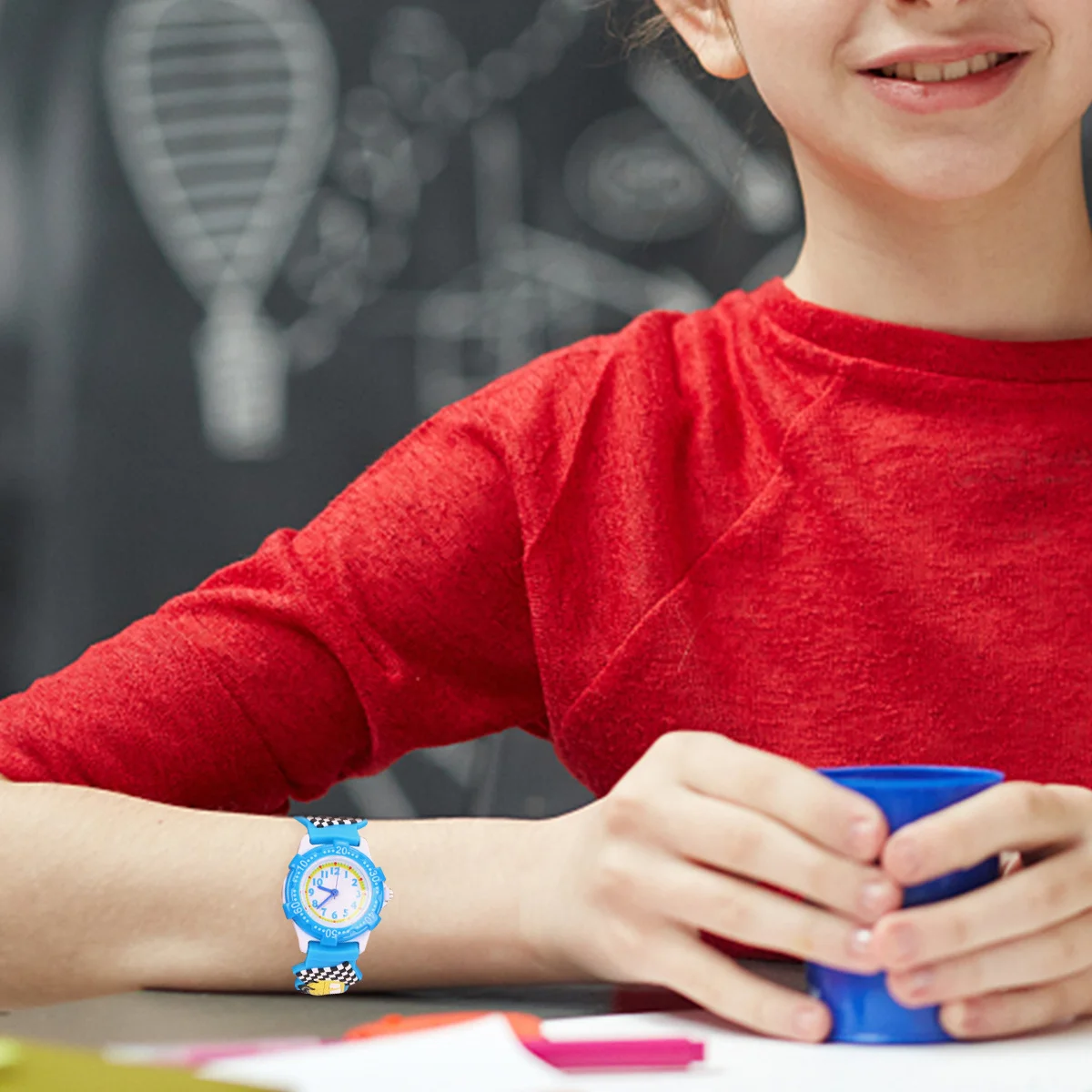 

3D Cartoon Kids Watch Blue Car Design Waterproof Children Wristwatch Fun for Boys Girls Birthday Gift Choice